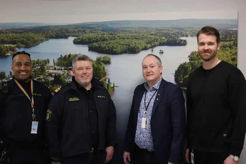 Representanter från Polisen och Olofströms kommun som presenterar årets Medborgarlöfte